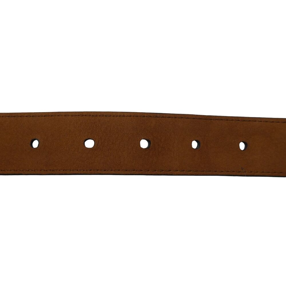 Cole Haan Brown Leather Sold Brass Buckle Mens Belt - Picture 7 of 11